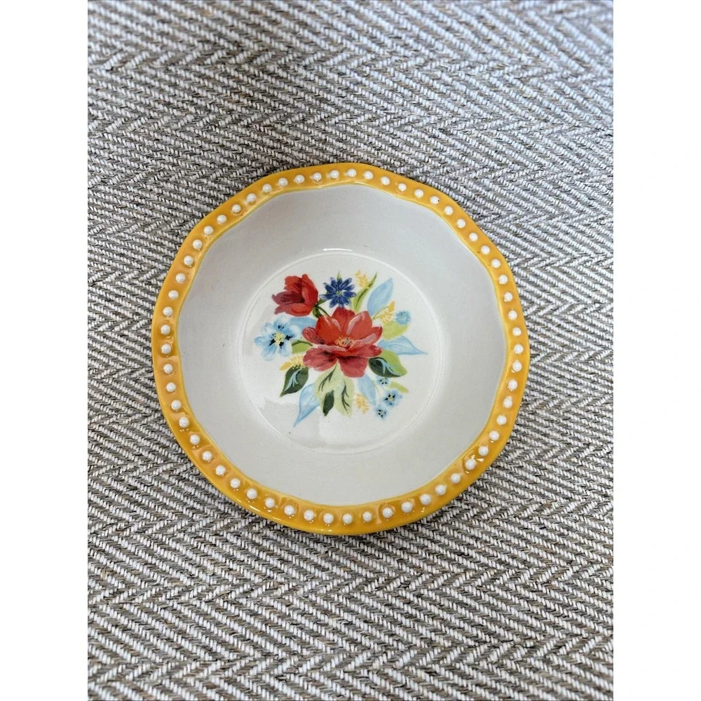 New Pioneer Woman Mini Pie Pan Stoneware Spring Bouquet 5.5